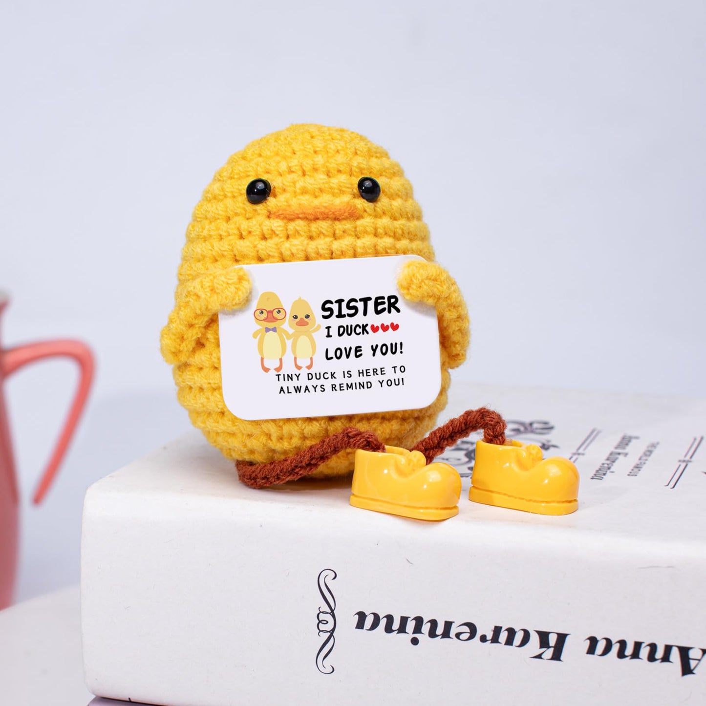 Artlunar Gifts For Sister Funny Long Legged Positive Duck Emotional Support Crochet Gifts With Sister I Love You Inspirational C