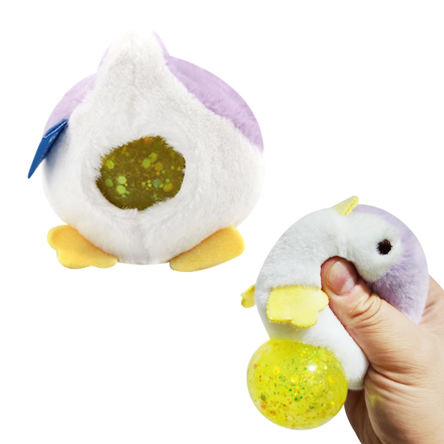 Stress Buster Stress Reliever for Kids/mature-themed Plushie Pinch Decompression Vent Fluffy Ball Soft Beads -Squeeze Squishy Ball with Plushie Cover(Penguin)