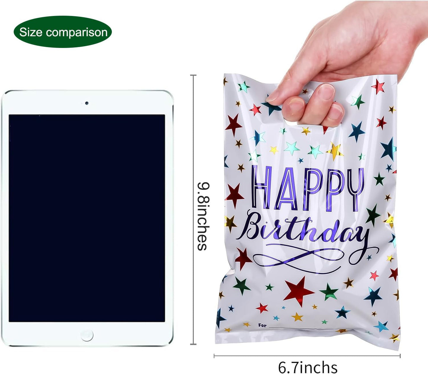 PintreeLand Happy Birthday Party Favor Bags 40 PCS Plastic Goodies Return Gift Bags for Kids Baby Girls & Boys Birthday