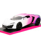 Pink Slips 1:24 W4 W Motors Lykan Hypersport Die-Cast Car W/Base, Toys For Kids And Adults(White/Purple)