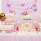 Our Little Butterfly is Turning One Banner Pink Glitter Butterfly 1st Birthday Banner for Spring Butterfly Girls One Year Old Bi