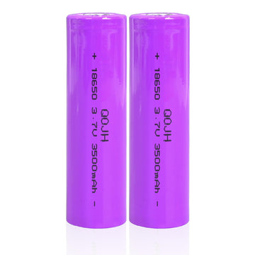 QOJH 2 Pack 18650 Rechargeable Battery Flat Top 3.7V Lithium Batteries 3500mAh High Capacity for LED Flashlights, Headlights, Ca