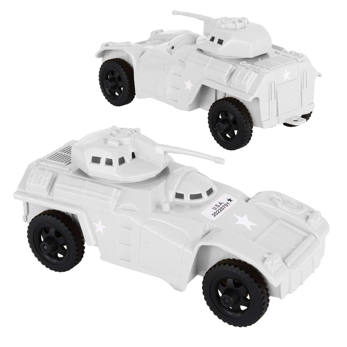 TimMee RECON PATROL Armored Cars - White Plastic Army Men Scout Vehicles