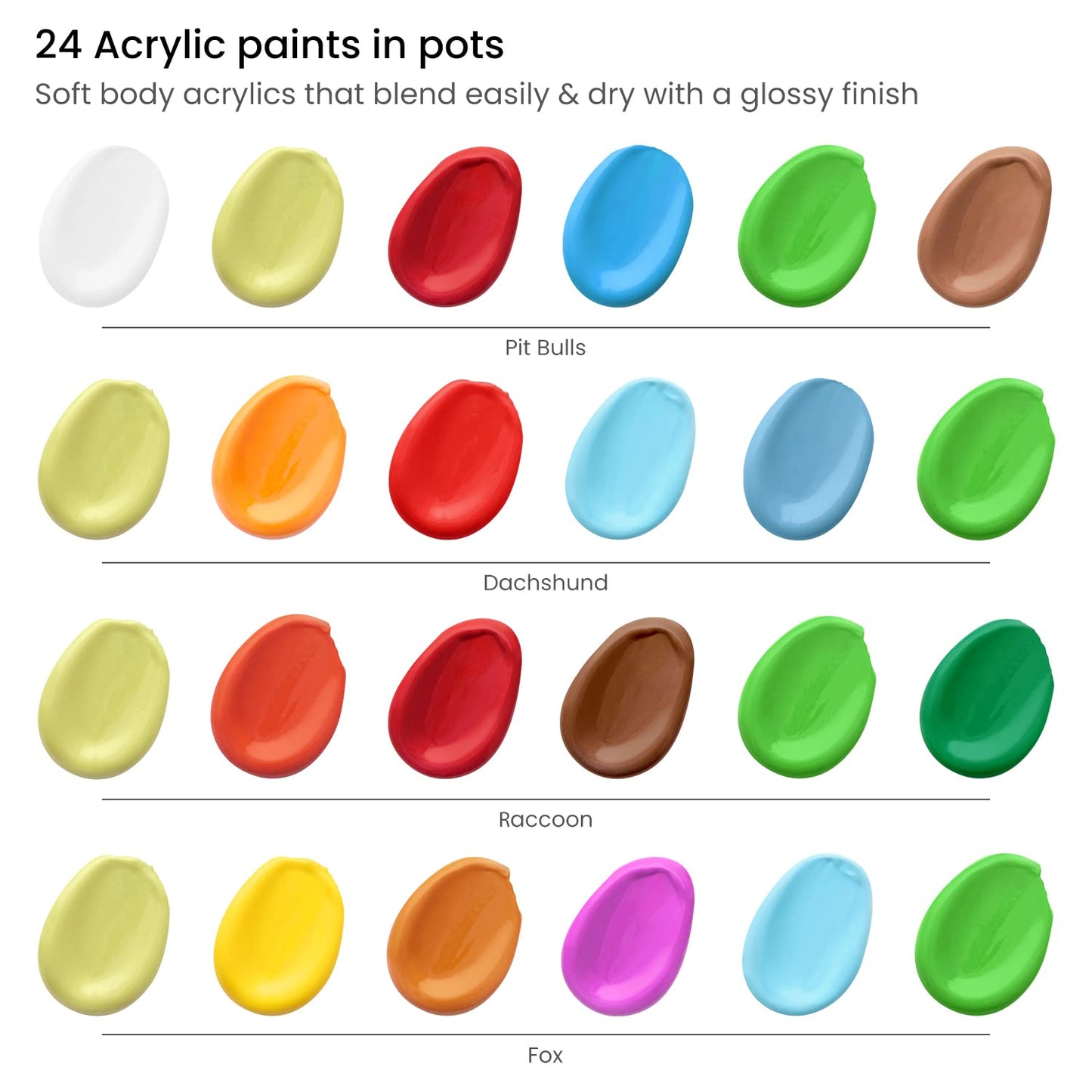 ARTEZA Kids Animals Painting Kit, 4 Canvases 8 x 8 Inches, 24 Acrylic Paints, 4 Paint Brushes, 4 Palettes, Kids Activities Ages