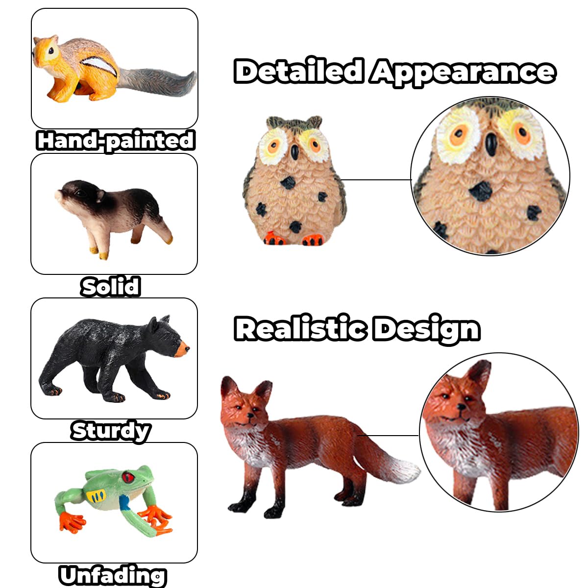 Woodland Animal Figurine Set, 16Pcs Realistic Forest Animal Figure Toys Woodland Creatures For Kids, Miniature Plastic Wildlife Animal Toys Figurine Party Favors Cake Diorama Baby Shower Decorations