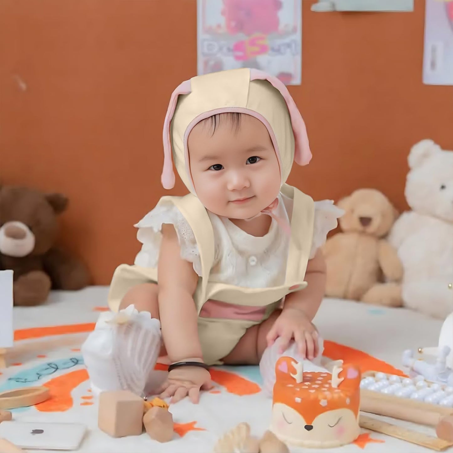 Agqt Baby Girls 1St Easter Outfit Halloween Bunny Costume Halloween Overalls With Rabbit Ear Hat Size 0-6 Months(66)