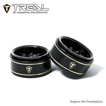 Treal 1.0 Beadlock Wheels Deep Dish Rims (4P) For Scx24 Ax24 Fcx24 Trx4M 1/24 1/18 Crawler Car-Type F(Black)