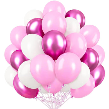 Cyttokl Metallic Hot Pink White And Pink Balloons 12 Inch 100 Pack Helium Balloons For Birthday Wedding Baby Shower Party Decora