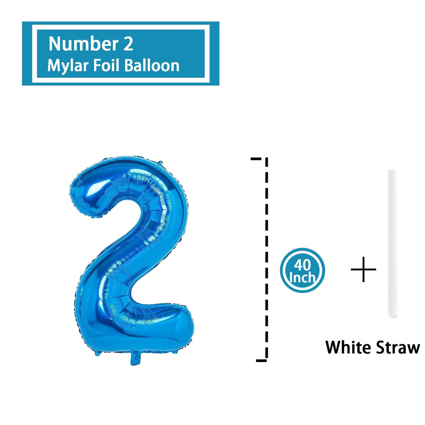 DTDO 2nd Birthday Balloon - Blue 40 Inch Big Foil Mylar for Boys & Girls Party Decorations