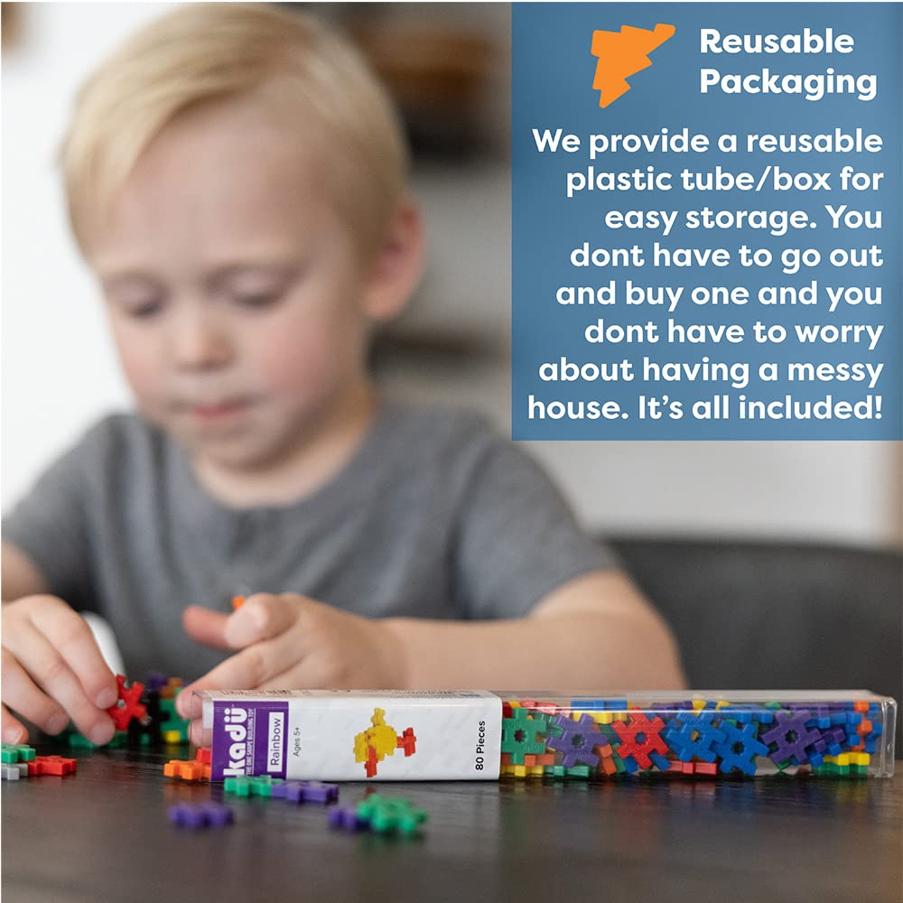Incredibly Interconnectable Toys Kadu Classic 80 Piece Classic Set - Stem/Steam Building + Construction Toy, For Open + Imaginative Play
