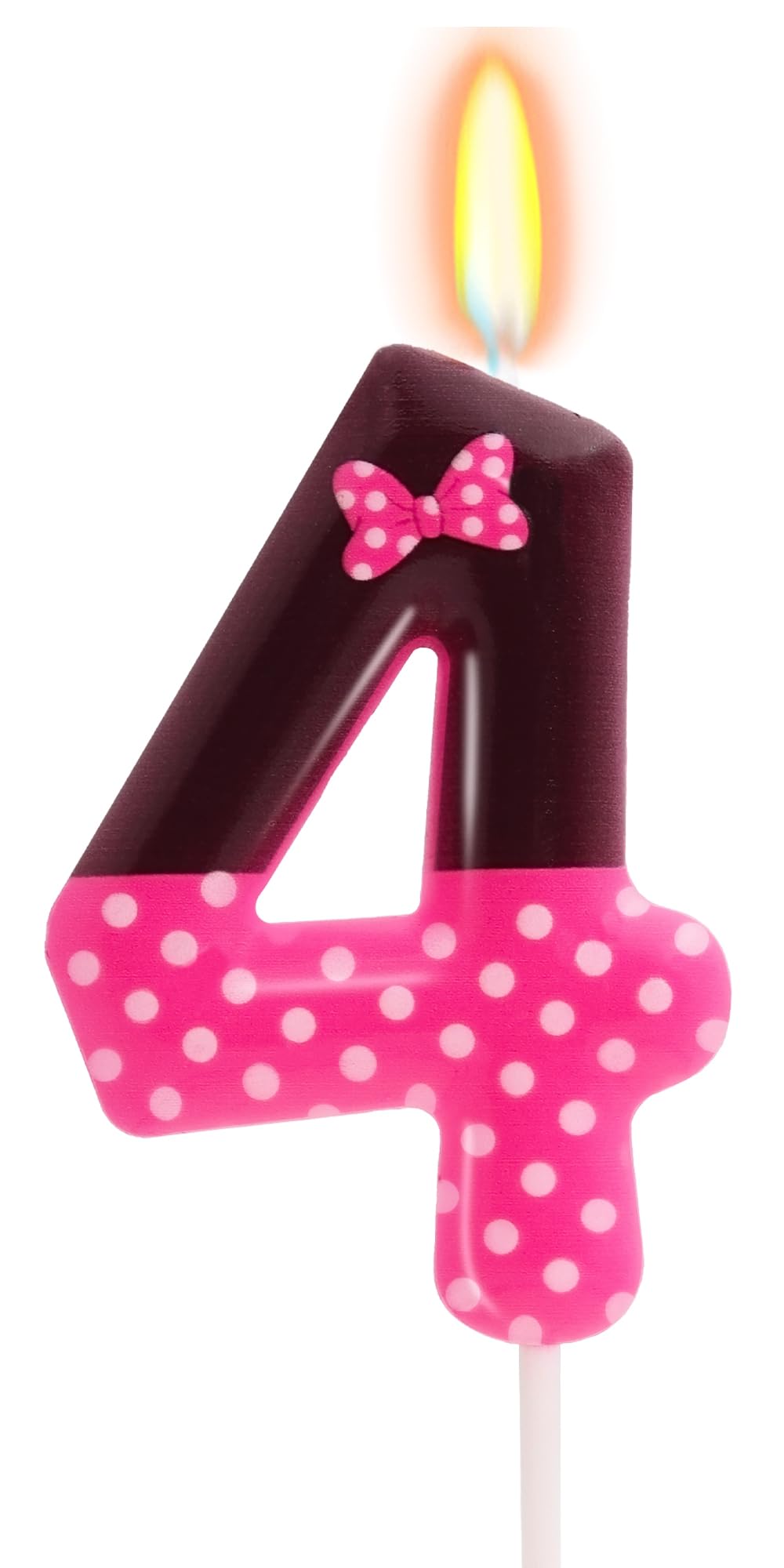 4th Pink Black Birthday Candles for Girls, Pink Mouse Cake Topper Cupcake Decor, Cartoon Themed Birthday Party Decorations Suppl