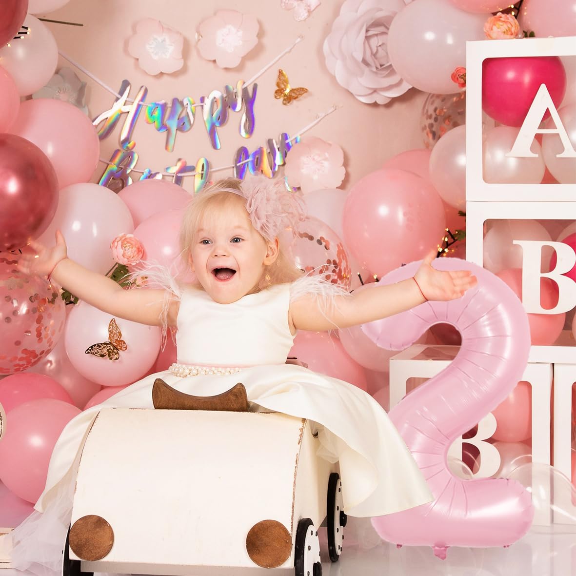 TONIFUL Pastel Pink Number 2 Balloon 40 Inch Aluminum for Girl's Birthday Party, Wedding, Engagement, Photo Shoot Supplies