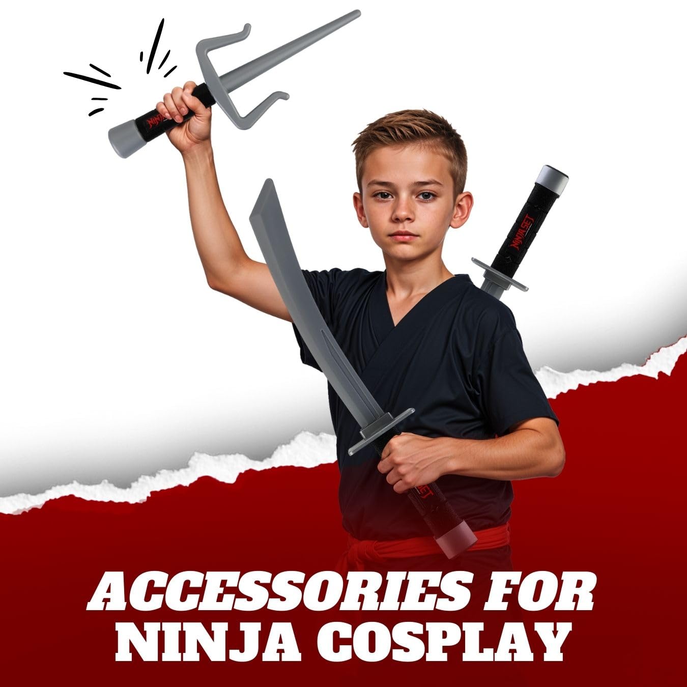 Liberty Imports Ninja Warrior Toy  Role Playset - Kids Pretend Play Dress Up Costume Accessories Set for Children Pretend Play Battles (Set 1)