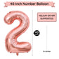 Paticool 40 Inch Rose Gold Number Balloon 2, Large Number Foil Balloons Mylar For Girl Boy Birthday Party Celebration Decoration