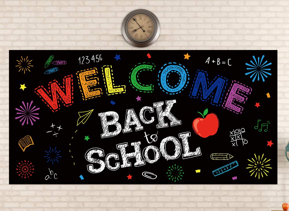 Back to School Banner Decorations - First Day of School Classroom Party Backdrop Supplies