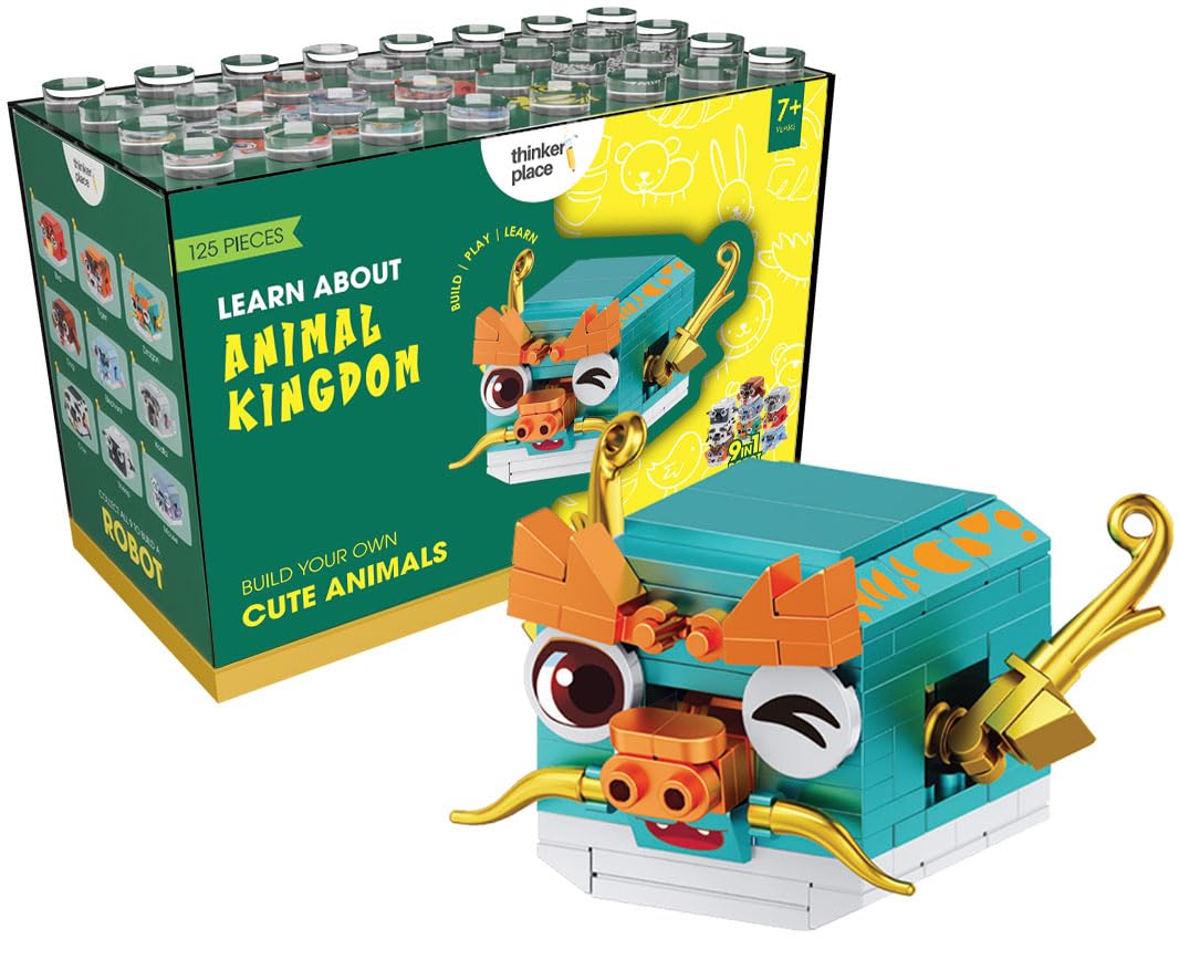 Thinkerplace 9In1 Animal World Dragon (125 Pieces) | Learn About The Animal Kingdom | Building Block Set For Kids Age 6+ | Ste