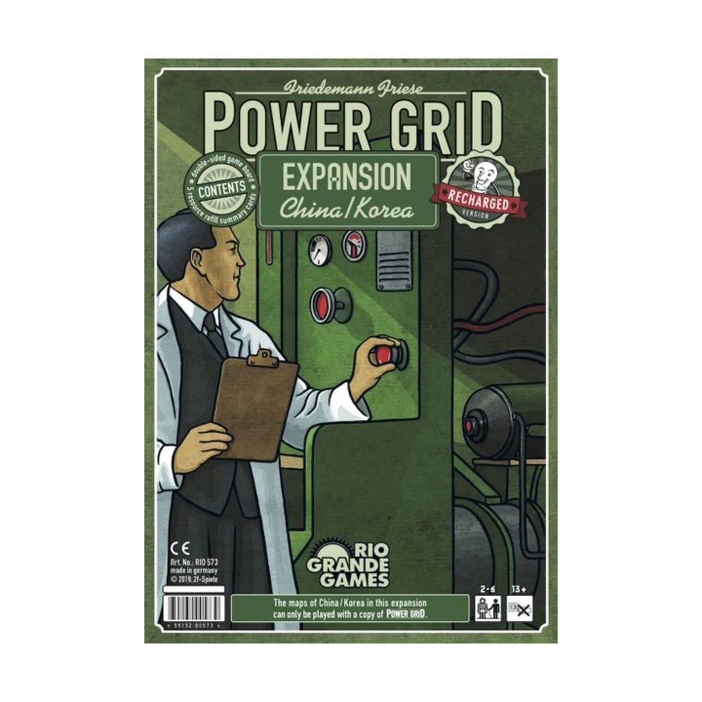 Rio Grande Games Power Grid Expansion: China/Korea, Green, Model RGG373, Paper Material