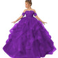 Zpvp Tulle Princess Girls Pageant Dress Tiered Ruffles Flower Girl Dress Beaded Appliques Wedding Party Costumes Purple Us6