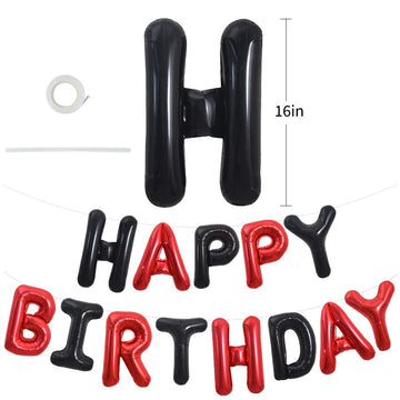 Toniful Happy Birthday Balloons Banner With Ribbon Straw, 16 Inch Mylar Letters Birthday Sign Banner Balloon Bunting Reusable Fo