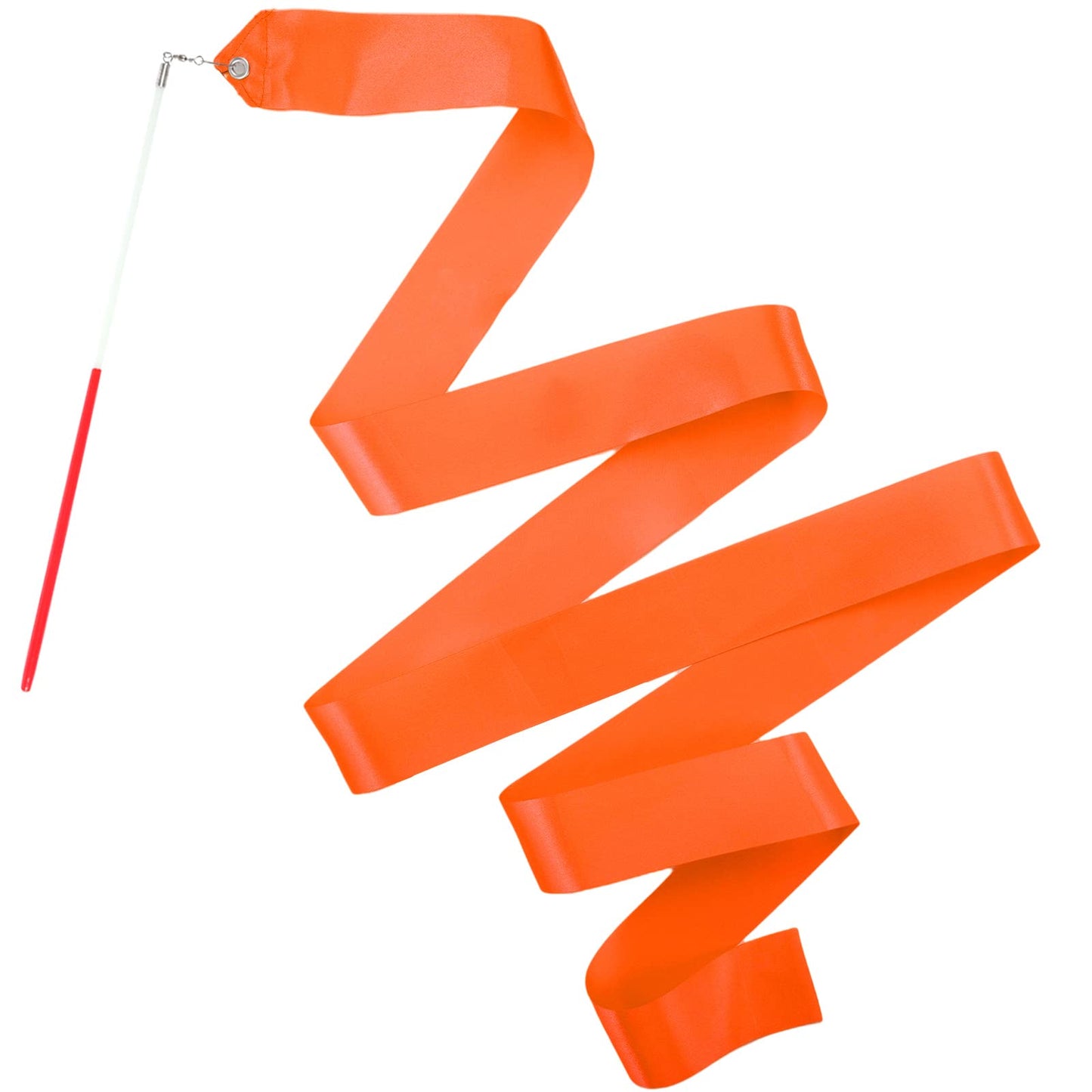 Hiunicorn 12Pcs Orange Dance Ribbons Party Favors For Girls Rhythmic Gymnastics Ballerina Birthday Party Streamers Decoration, Kids Circus Carnival Ribbon Silks Sticks Wands