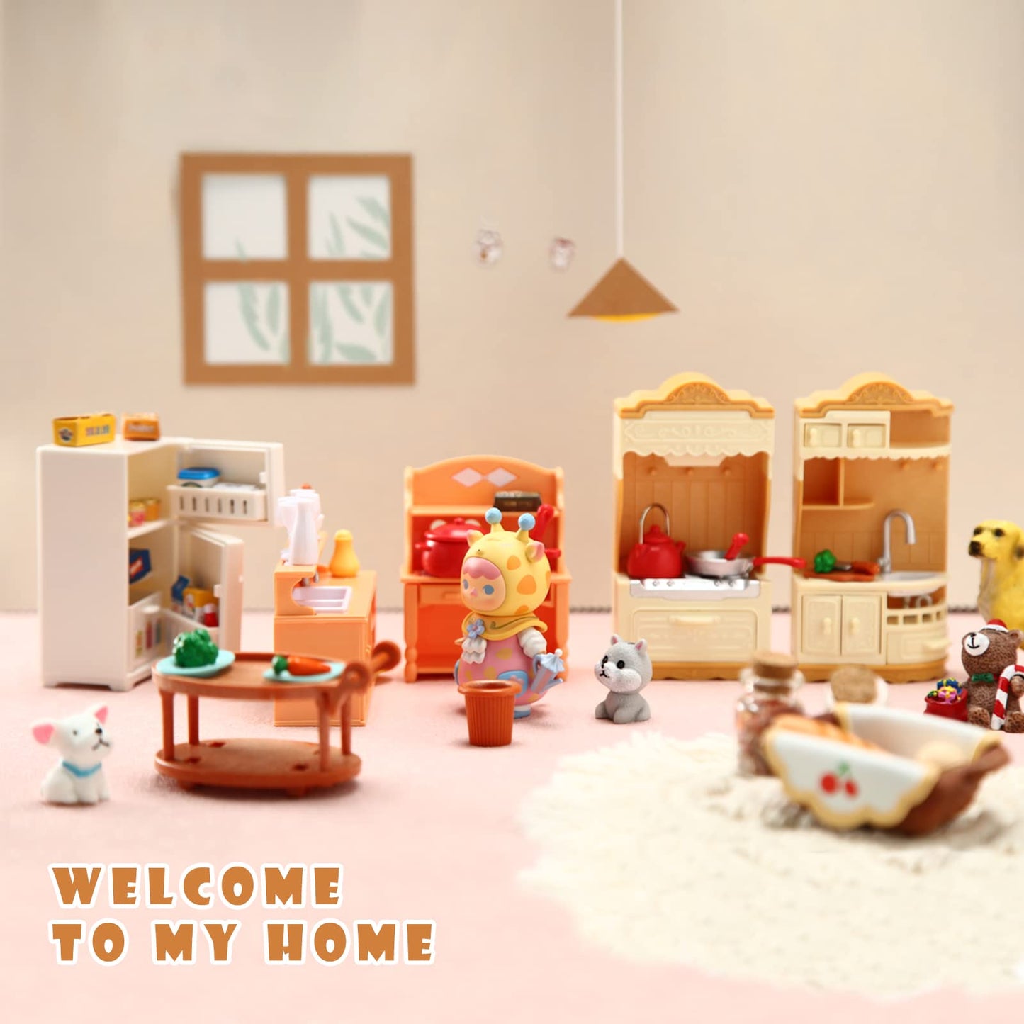 43 Pcs Dollhouse Furniture Kitchen Play Set Miniature Refrigerator With Mini Food Pots And Pans Set Pretend Play Kitchen Accessories Toys