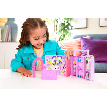 Polly Pocket Doll & Playset, Disco Dance Fashion Reveal Unboxing Travel Toy With 3-Inch Hoodie Buddy Doll, 16 Accessories & Surprise Water Play