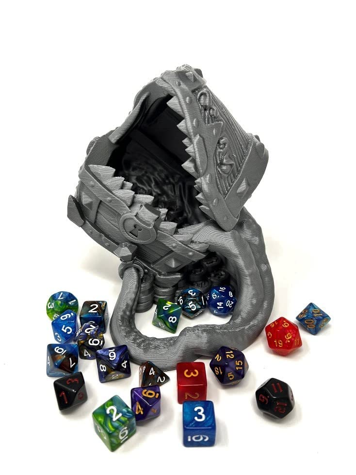 Munnygrubbers - 6'' Mimic Dice Tower - (Random 7Pcs D20 Dice Set Included) - No Paint Odorless Plastic - Tabletop Roleplaying Ga