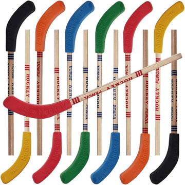 TIHOOD 12PCS Hockey Pencils and Erasers - Bulk 9 Inch Hockey Stick Sports Theme Party Supplies, Fun Cool Pencils for Hockey Fans