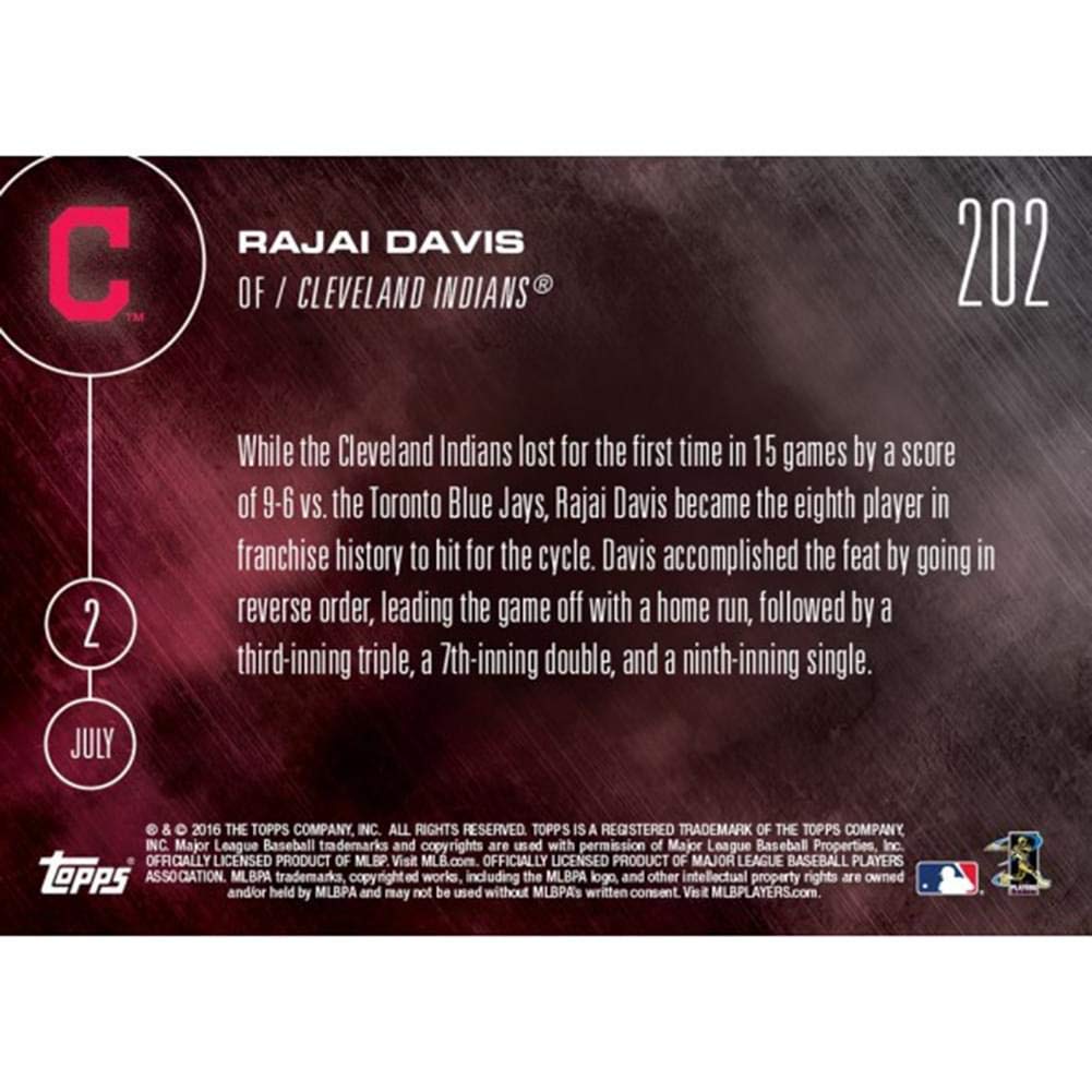 Mlb Cleveland Indians Rajai Davis #202 2016 Topps Now Trading Card