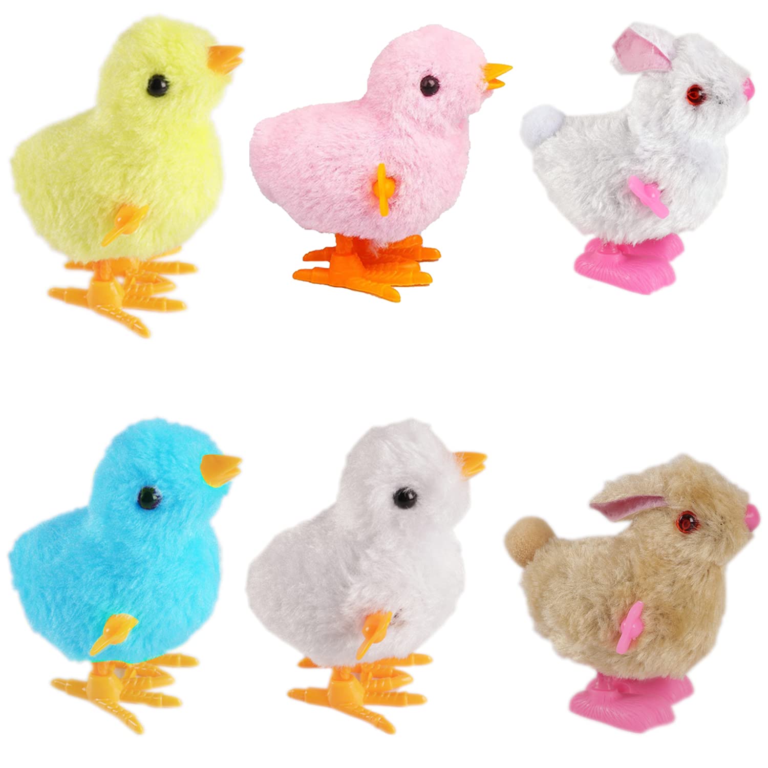CICITOYWO Bunny and Jumping Chick Wind Up Toys Novelty Chicken Hopping Windup Toy for Kids Toddlers mature-themed Easter Egg Hunt Basket Stocking Stuffers Party Favors Goody Bag Fillers Gifts (Colorful-1)