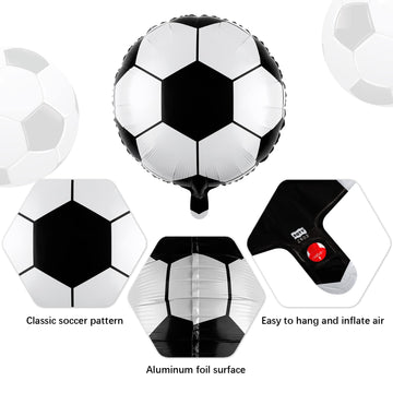 Durony 12 Pieces 18 Inches Soccer Balloons Soccer Themed Party Decorations Foil Mylar Soccer Ball Balloons For Birthday Sports G