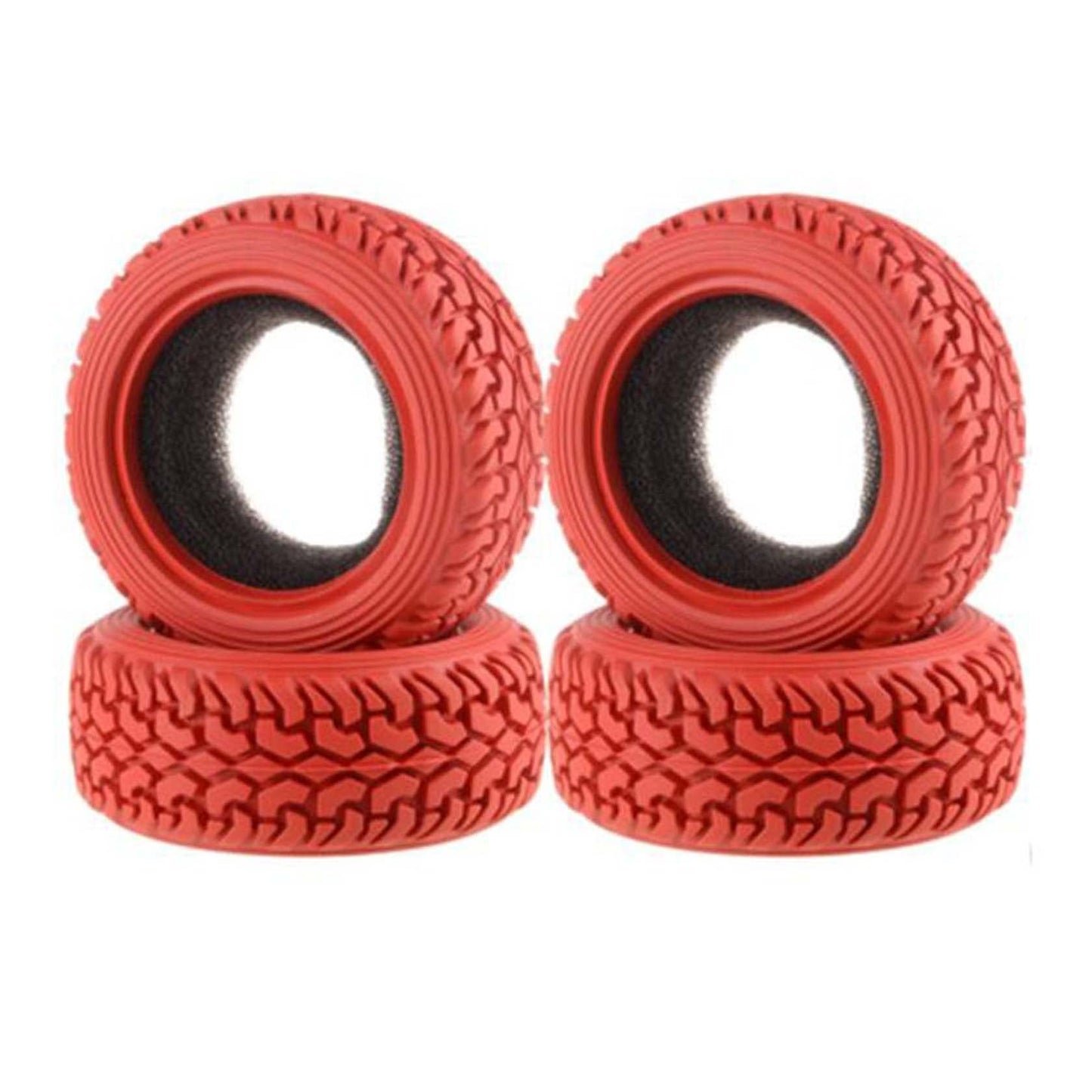 LAFEINA 1:10 Rally Car 75mm Rubber Tires and Wheel Rims for 1/10 Scale HSP 94123 HPI Kyosho Tamiya RC On Road Car(Red)