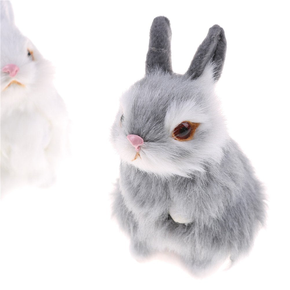 Gudves Mini Realistic Cute Plush Rabbits Fur Lifelike Animal Easter Bunny Simulation Toy Model Gift Miniatures Decorations (Rabb