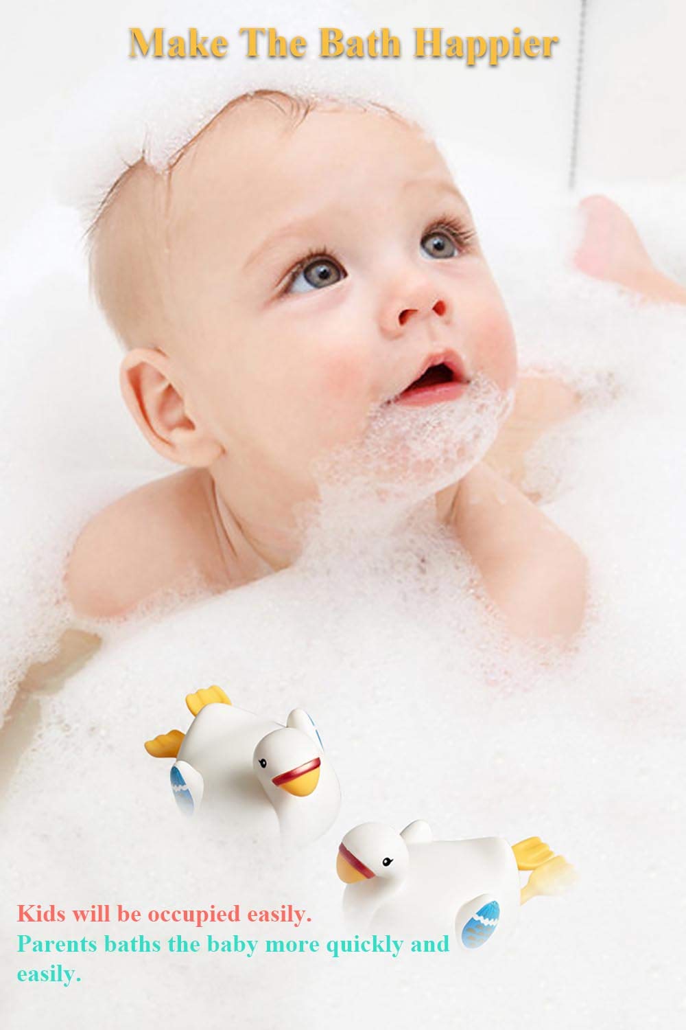 Nextake Wind-Up Swimming Swan, Lovely Swan Kids Swimming Cygnet Bath Toy Clockwork Bathtub Toy Floating Water Toy For Boys And G