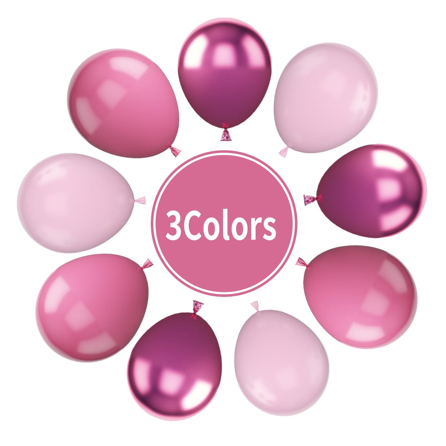 Paready Hot Pink Balloons, 30Pcs Metallic Hot Pink Party Balloons 12 Inch Chrome Red And Pastel Pink Latex Balloons Macaron Ligh