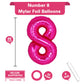 40 Inch Giant Hot Pink Number 8 Balloon, Helium Mylar Foil Number Balloons For Birthday Party, 8Th Birthday Decorations For Kids