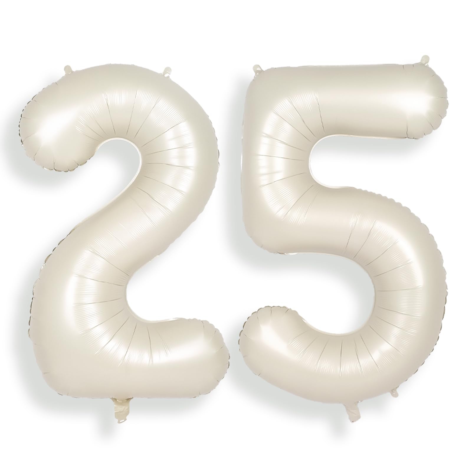 Suwen 40 Inch Large Cream White 25 Balloon Numbers Big Foil Helium Number Balloons 0-9 Jumbo Happy 25Th Mylar Birthday Party Dec
