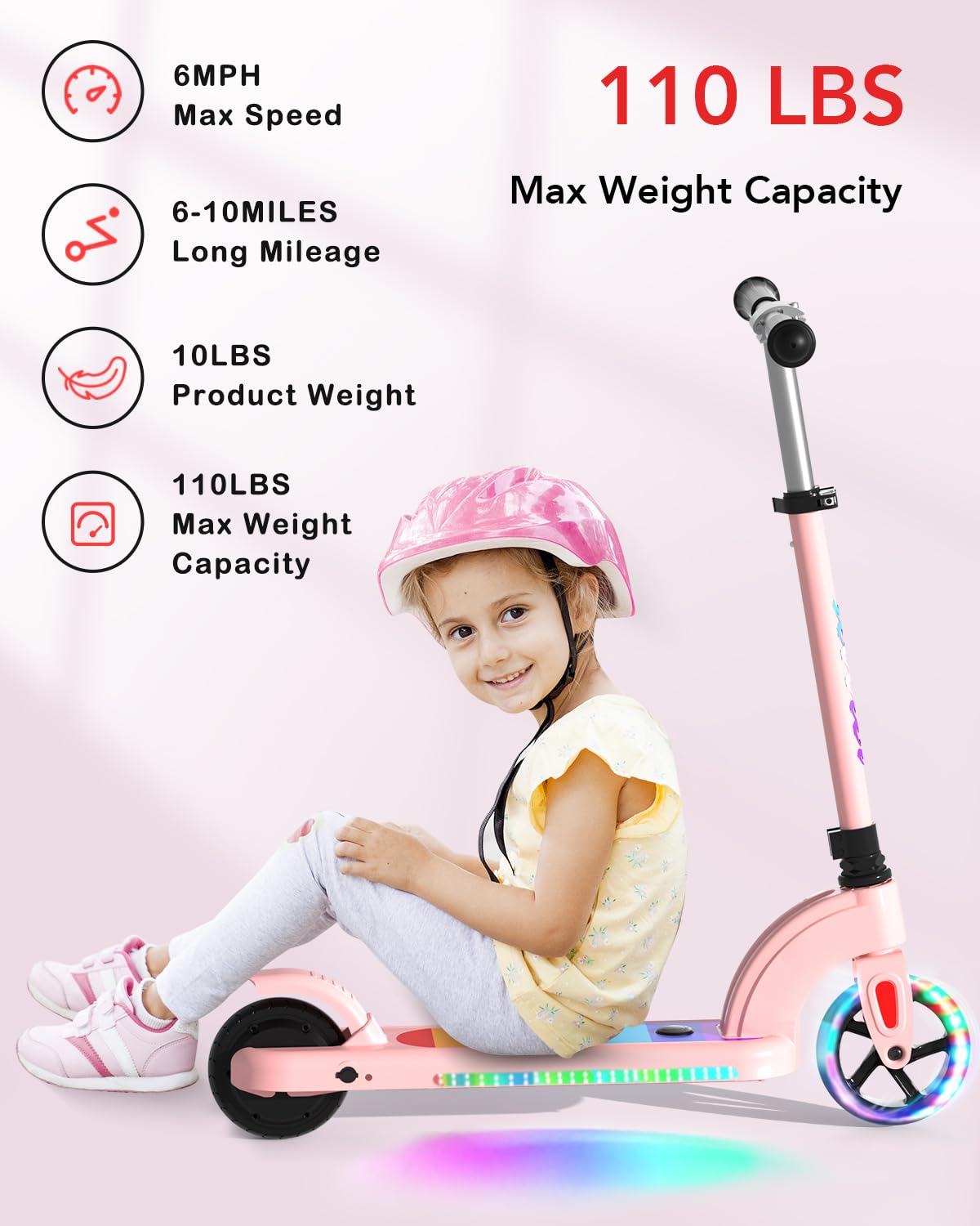 Anhao Electric Scooter For Kids Ages 6-12(Mainly 6-10), Adjustable Handlebar And Speed, Anti-Slip Deck, Flash Wheel, Toddler Sco