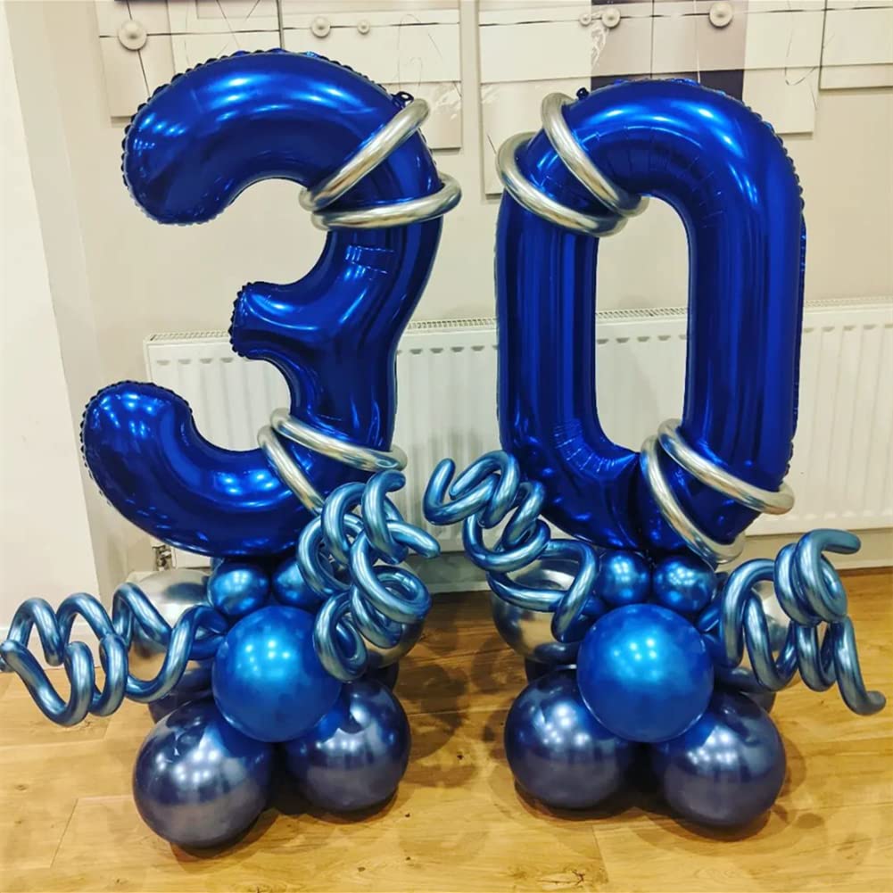 BBPOOL Navy Blue 60 Balloon Numbers - 40 Inch Large Foil Mylar Balloons for Birthday Party & Anniversary Decorations