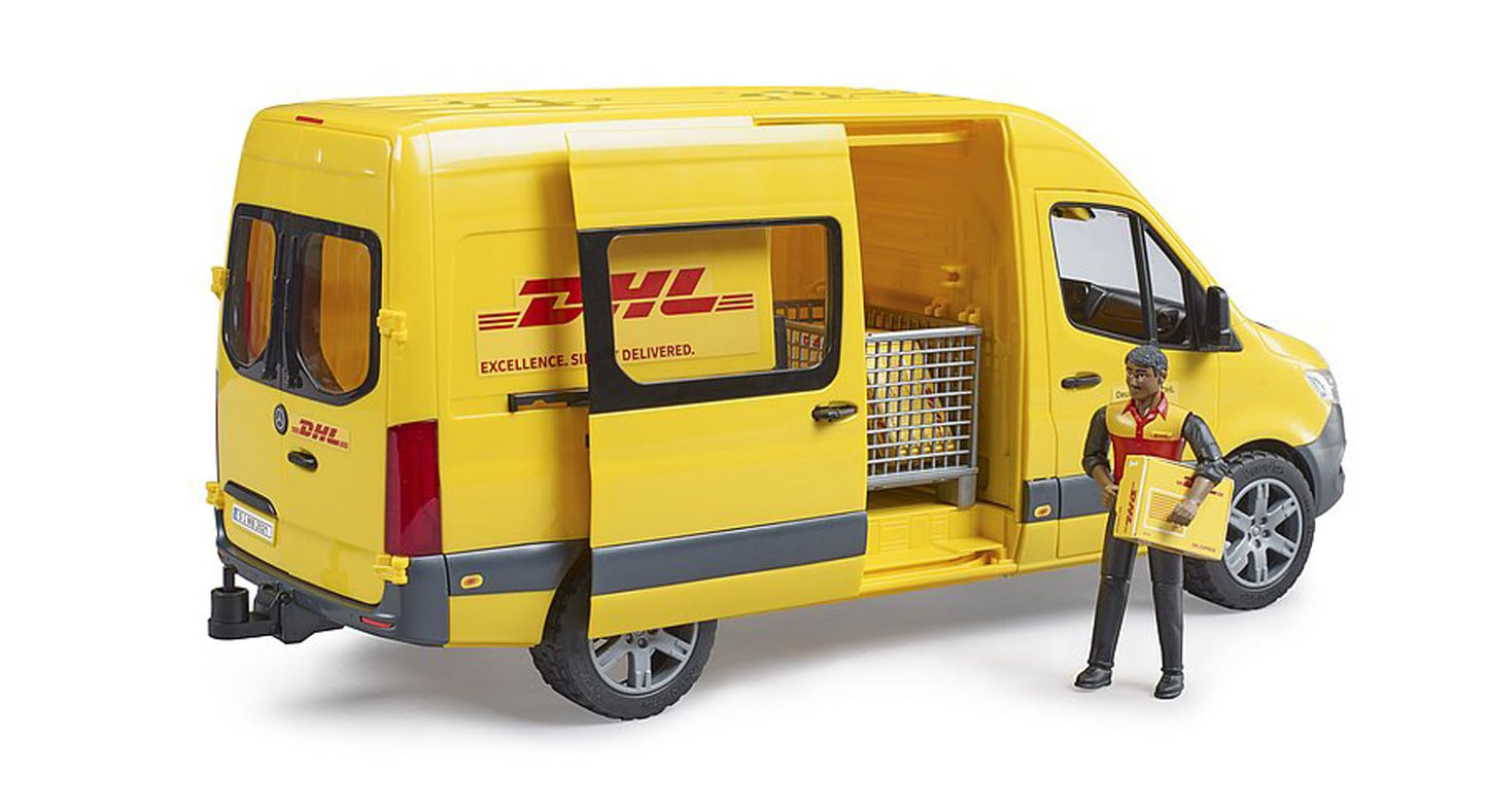 Bruder MB Sprinter Delivery Van with Driver Figure, Pallet Cage & Packages, Model 02671, Plastic