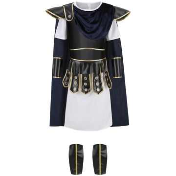 Lmyove Kids Warrior Costume, Halloween Boys Roman Soldier Gladiator Viking Medieval Historical Role Playing Party 4-11Y (Medium,