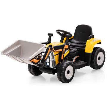 Honey Joy Ride On Excavator, 12V Kids Bulldozer Ride On Car W/Remote Control, Electric Construction Vehicle For Kids Digger, 3 Speeds, Adjustable Digging Bucket, Ride On Tractor For Boys Girls(Yellow)