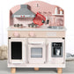 Bluewood Wooden Kids Kitchen Playset For Toddlers Ages 3-8, With Induction Hob, Oven, Ice Maker, Hood, And Tap - Chtelet Creamy 