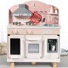 Bluewood Wooden Kids Kitchen Playset For Toddlers Ages 3-8, With Induction Hob, Oven, Ice Maker, Hood, And Tap - Chtelet Creamy