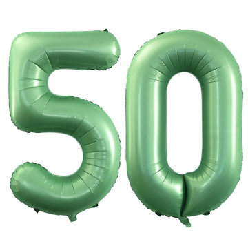 Goer Number 50 Balloons For 50Th Birthday Party Decorations,42 Inch Jumbo Foil Helium Balloons For 50Th Anniversary (Sage Green)