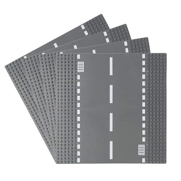 Feleph Classic Road Base Plates, City Street Straight Road Building Kit, 10 X 10 Inches Town Baseplate For Building Bricks Compatible With All Major Brands(Straight 4 Pieces)