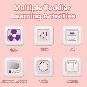 Blf Fun Busy Board For 1 Year Old Boy Gifts, Activity Cube Montessori Toys For Babies 12-18 Months, Car Travel Airplane Sensory