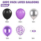 Purple Black Balloons, 60 Pcs 12 Inch Metallic Purple Silver Black Balloons, Black Purple Birthday Balloons With Confetti Balloo