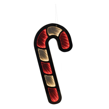 Led 3D Candy Cane Hanging Christmas Tunnel Light - 16'' - Red And Yellow