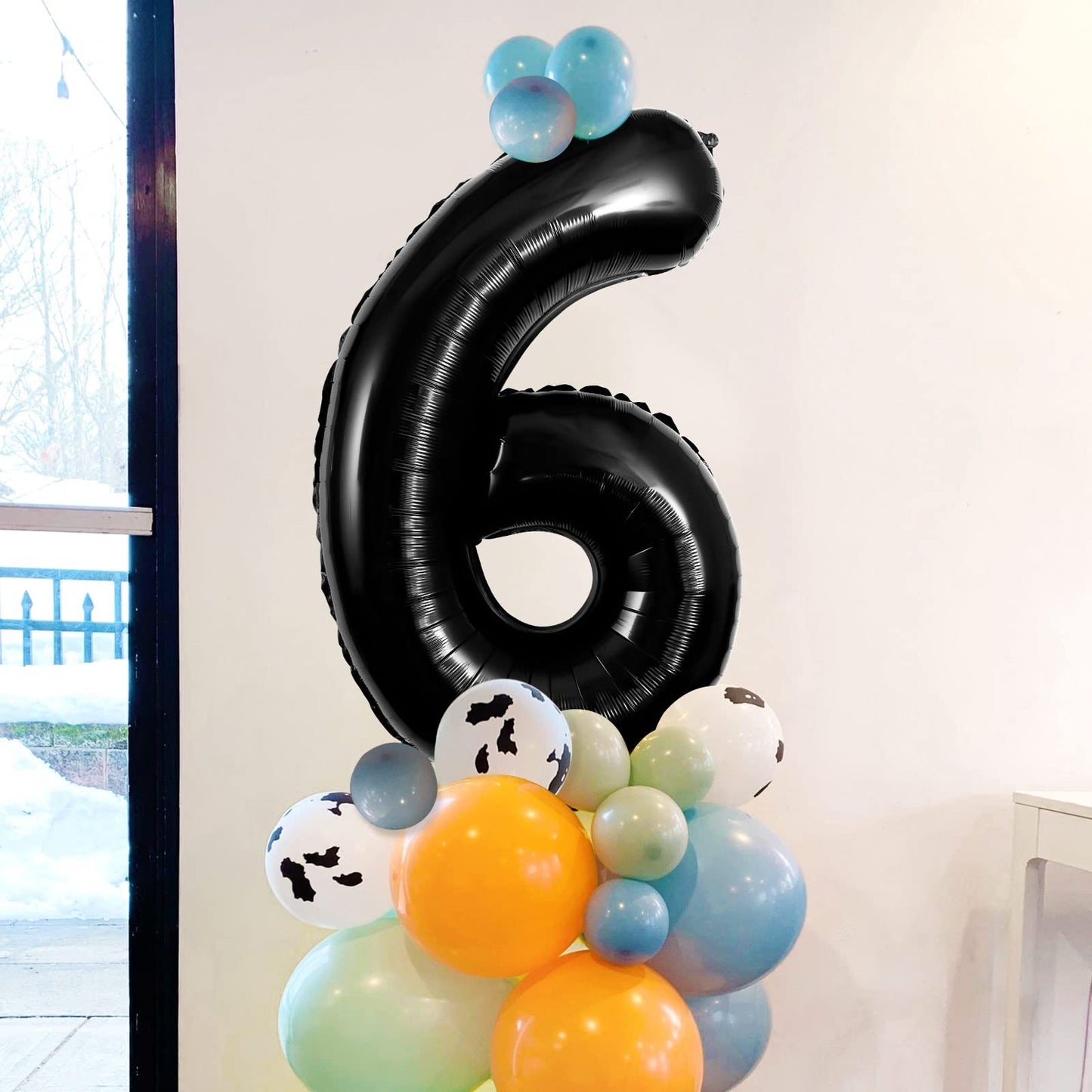 Large Black Number 6 Balloons, 40 Inch Foil Balloons, Giant Number Balloons For Women/Men Birthday Party Anniversary Celebration